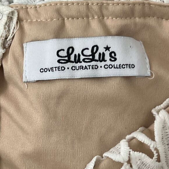 Lulu's Womens Size Medium Pinnacle of Prestige Ivory Lace Midi Strapless Dress - Picture 4 of 5